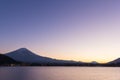 Sunset of Mt fuji and the city around kawaguchi lake, japan Royalty Free Stock Photo