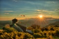 Sunset on mt Nanos above Vipava Valley Slovenia central Europe