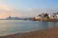 Sunset on Mykonos Island - the ship in port