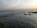 Sunset at Mys Tobzina on Russky Island in Sea of Japan in September in Vladivostok, Russia.
