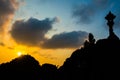 Sunset mysterious dragon of the Hang Mua Cave temple view point in Ninh Binh, Vietnam Royalty Free Stock Photo