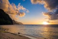 Sunset of the Na Pali coast from Kee Beach on north of Kauai, H Royalty Free Stock Photo