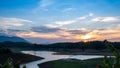 Sunset at nam ngum, vangvieng, laos Royalty Free Stock Photo