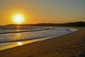 Sunset in Natadola Beach, Viti Levu Island, Fiji Royalty Free Stock Photo