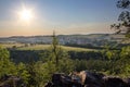 Sunset in nature lookout Kozi hrbety, Czech landscape