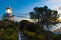 Sunset nature view over the beach from the lighthouse at Sugarloaf Point Seal Rocks, Myall Lakes National Park, New South Wales,