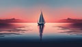 Sunset on nautical vessel, sailboat sailing at dusk ,generative AI