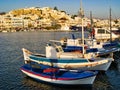 Sunset on Naxos With Fishing Boats Docked in Harbour, Greece Royalty Free Stock Photo