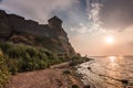 Sunset near Akkerman fortress over dramatic sky