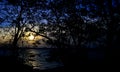 Sunset near ancient tank of Polonnaruwa, Sri Lanka Royalty Free Stock Photo