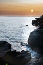 Sunset near Bass Harbor Head Light Station, Bar Harbor ME Royalty Free Stock Photo