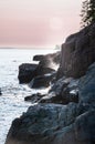 Sunset near Bass Harbor Head Light Station, Bar Harbor ME Royalty Free Stock Photo