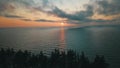 Sunset near coastline Baltic sea Jurkalne Aerial view Latvia