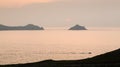 Sunset near Doyden Castle on coastline at Port Quin Royalty Free Stock Photo