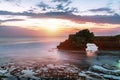 Sunset near famous tourist landmark of Bali island. Royalty Free Stock Photo