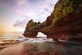 Sunset near famous tourist landmark of Bali island. Royalty Free Stock Photo