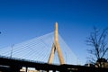 Sunset near Leonard P. Zakim Bunker Hill Memorial Bridge Royalty Free Stock Photo