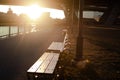 Sunset near Leonard P. Zakim Bunker Hill Memorial Bridge Royalty Free Stock Photo