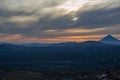 Sunset near Mutnovsky volcano