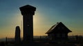 Sunset near observation tower in Krkonose Royalty Free Stock Photo