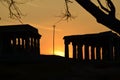 Sunset near temple tombs Royalty Free Stock Photo