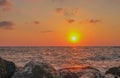 Sunset at Netanya Beach on the Mediterranean Sea in Netanya, Israel