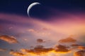 Sunset and new moon Royalty Free Stock Photo