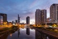 Sunset of night Ho Chi Minh Skyline of Financial District. city illuminated with colorful sky. Saigon , Vietnam Royalty Free Stock Photo