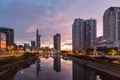 Sunset of night Ho Chi Minh Skyline of Financial District. city illuminated with colorful sky. Saigon , Vietnam Royalty Free Stock Photo