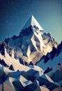 night sky above abstract alpine mountain landscape with peaks covered by snow and clouds made with generative AI Royalty Free Stock Photo