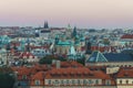 Sunset and Night view of the cityscapes in Prague old city and The Church of Mother of God before TÃÂ½n, Czech Republic Royalty Free Stock Photo