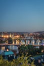 Sunset and Night view of the cityscapes in Prague old city and Vltava river, Czech Republic Royalty Free Stock Photo