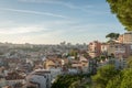 Sunset and Night view of Lisbon city from Miradouro da Graca