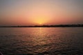 Sunset on Nile river in Luxor, Egypt, Africa Royalty Free Stock Photo