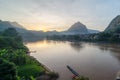 Sunset at Nong Khiaw, Laos Royalty Free Stock Photo