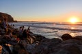 Sunset on the North Cornwall Coast at Watergate Bay, England, UK Royalty Free Stock Photo