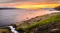 Sunset in north of Iceland near Akureyri