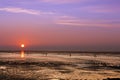 Sunset on the North sea beach. Royalty Free Stock Photo