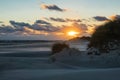 Sunset on the North Sea coast on the island Amrum