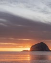 Sunset in the north sea. Landscape in the style of minimalism. paradise beach Haukland Lofoten Islands