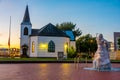 Sunset of Norwegian Church Arts Centre at Welsh capital Cardiff Royalty Free Stock Photo