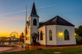 Sunset of Norwegian Church Arts Centre at Welsh capital Cardiff Royalty Free Stock Photo