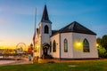 Sunset of Norwegian Church Arts Centre at Welsh capital Cardiff Royalty Free Stock Photo