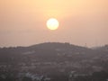 Setting Sun over an Indian Hilltown, from Nrupatunga Betta, Hubli Royalty Free Stock Photo