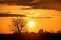 Sunset observing and coluds over lake