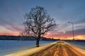 Sunset observing over forest and fields