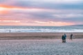 Sunset on the ocean beach in San Francisco: beautiful landscape, concept of vacation, travel, relaxation Royalty Free Stock Photo