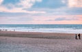 Sunset on the ocean beach in San Francisco: beautiful landscape, concept of vacation, travel, relaxation Royalty Free Stock Photo