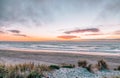 Sunset on the ocean beach in San Francisco: beautiful landscape, concept of vacation, travel, relaxation Royalty Free Stock Photo