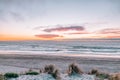 Sunset on the ocean beach in San Francisco: beautiful landscape, concept of vacation, travel, relaxation Royalty Free Stock Photo